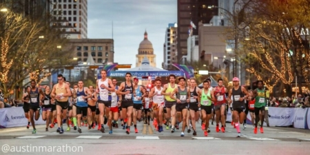 Runners take off at the start of the 2019 Ascension Seton Austin Marathon. Austin's flagship running event contributed $48.5 million to the Austin economy.
