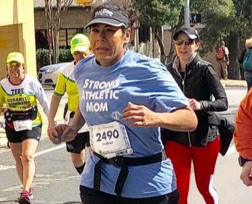 Erica Richart running the 2019 Ascension Seton Austin Marathon. She created a better life for herself through running.