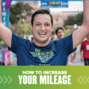 773329_Austin Marathon 2020 How to Increase Your Mileage_495x400_2_072020 Image of male runner with his hands raised in the air in celebration after crossing the 2019 Ascension Seton Austin Marathon. Design on the image contains text that reads How to Increase Your Mileage.