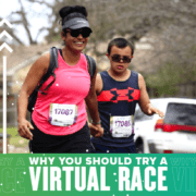 ADD A – Custom Feature_091120 Mother and son running the 2020 Austin Half Marathon together. Text in design reads Why You Should Try a Virtual Race. Learn more at https://youraustinmarathon.com/reasons-to-try-a-virtual-race/