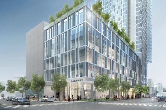 Rendering of the Austin Marriott Downtown hotel, set to open in October 2020. Book a luxury hotel and make your Austin Marathon weekend that much more memorable. More information at https://youraustinmarathon.com/austin-luxury-hotels/