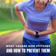 911684_AustinMarathon2020WhatcausesidestitchesandhowpreventthemFeature_120720 Woman is stopped mid-run, grabbing her right side. Text on design reads What Causes Side Stitches and How to Prevent Them. Read more at http://48d.435.myftpupload.com/side-stitches/