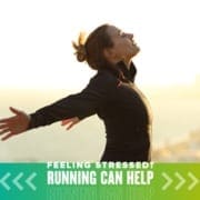 Template_SocialMediaClassic Woman opens her arms and faces the sunshine during a run. Text on design reads Feeling Stressed? Running Can Help Reduce Your Stress. Learn more at http://48d.435.myftpupload.com/reduce-your-stress/