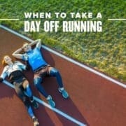 Template_SocialMediaClassic Male and female runner lay on the track after a workout. Text on design reads When to Take a Day Off Running. Read more at http://48d.435.myftpupload.com/take-a-day-off/