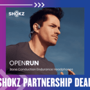 Runner wearing Shokz OpenRun bone conduction headphones
