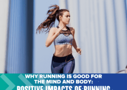 Woman running outdoors wearing earbuds and sportswear
