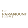 The Paramount Theatre logo in gold letters on a white background. "The" and "Theatre" are written in a plain font, while "Paramount" is in a bolder, dotted font resembling vintage marquee lights, as seen at the Austin Gives Miles charity events. Austin Marathon Half Marathon & 5K