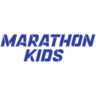 The image shows a logo with the text "MARATHON KIDS" written in bold, blue, uppercase letters, using a modern sans-serif font, representing their collaboration with Austin Gives Miles to support local charities. Austin Marathon Half Marathon & 5K