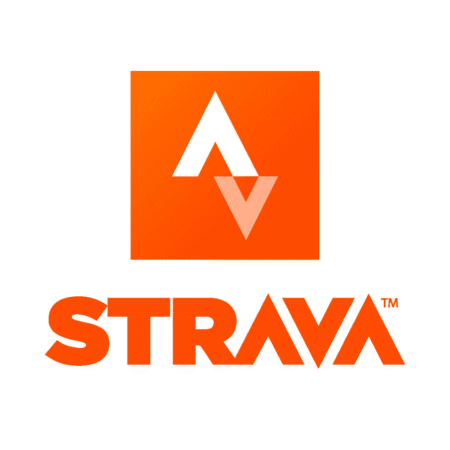 Strava logo with an orange square containing a white and orange stylized "A" above the word "STRAVA" in bold, uppercase orange letters, perfect for marathon training or tracking your Austin Marathon progress with top training apps. Austin Marathon Half Marathon & 5K