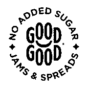 Circular logo with "NO ADDED SUGAR" at the top and "JAMS & SPREADS" at the bottom, surrounding a stylized "GOOD GOOD" with a smiley face in the center—perfect for sponsors who value healthy, delicious products. Austin Marathon Half Marathon & 5K