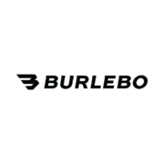 Black text reads “BURLEBO” in bold capital letters. To the left, there is a stylized wing-like icon composed of three diagonal black lines, evoking a sense of motion and energy, perfect for those inspired to run Austin or celebrate the spirit of the Austin Marathon. The background is white. Austin Marathon Half Marathon & 5K