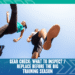 Two runners in athletic wear are seen from a low angle against a blue sky, emphasizing their shoes. The text below reads, "Gear Check: Inspect gear and see what to replace before the big training season. Austin Marathon Half Marathon & 5K